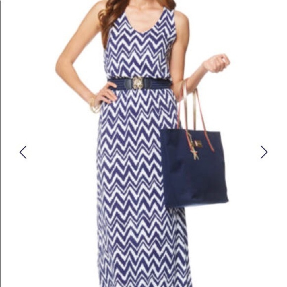 Lilly Pulitzer blue and white chevron maxi size M